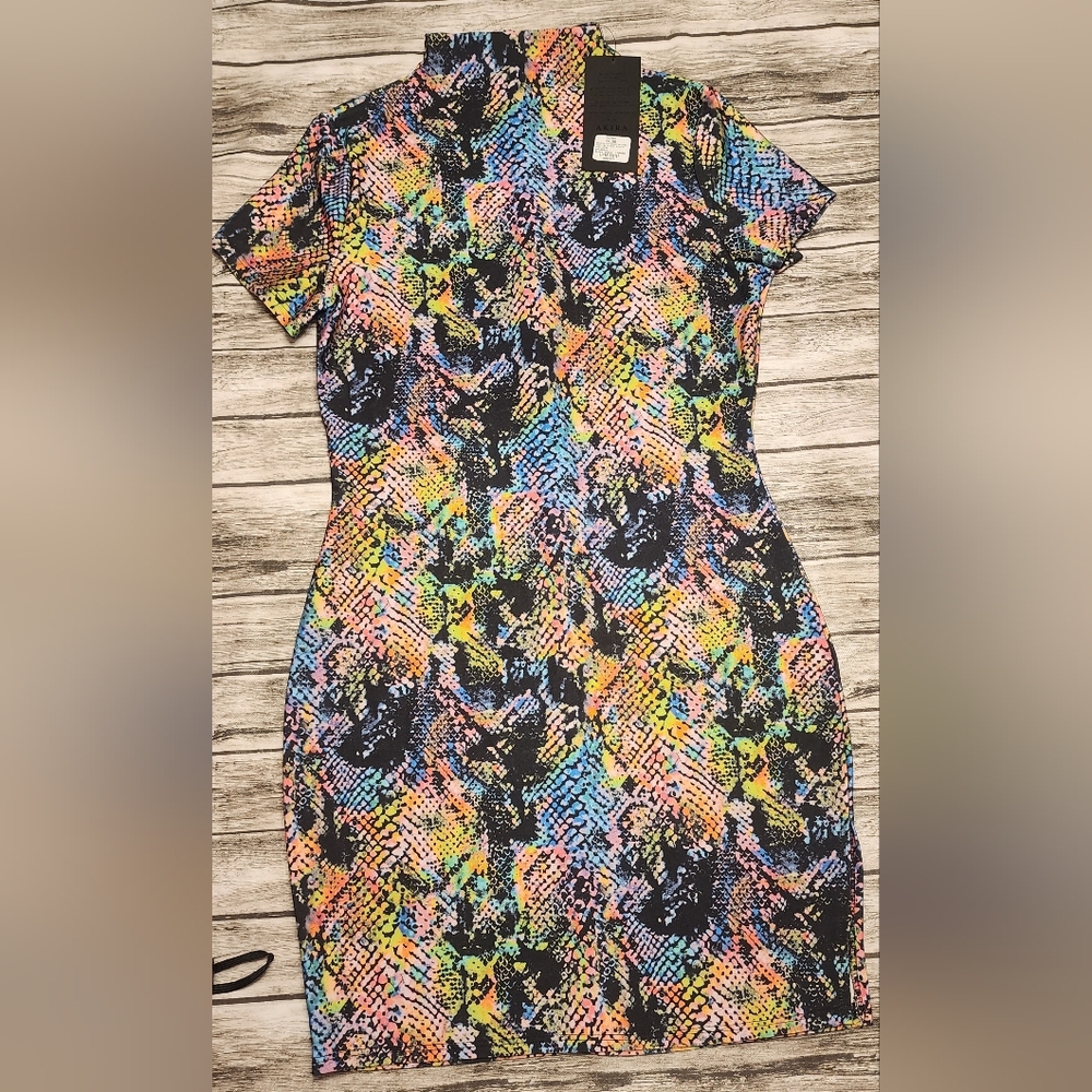 Akira Snake printed bodycon mini dress. Large